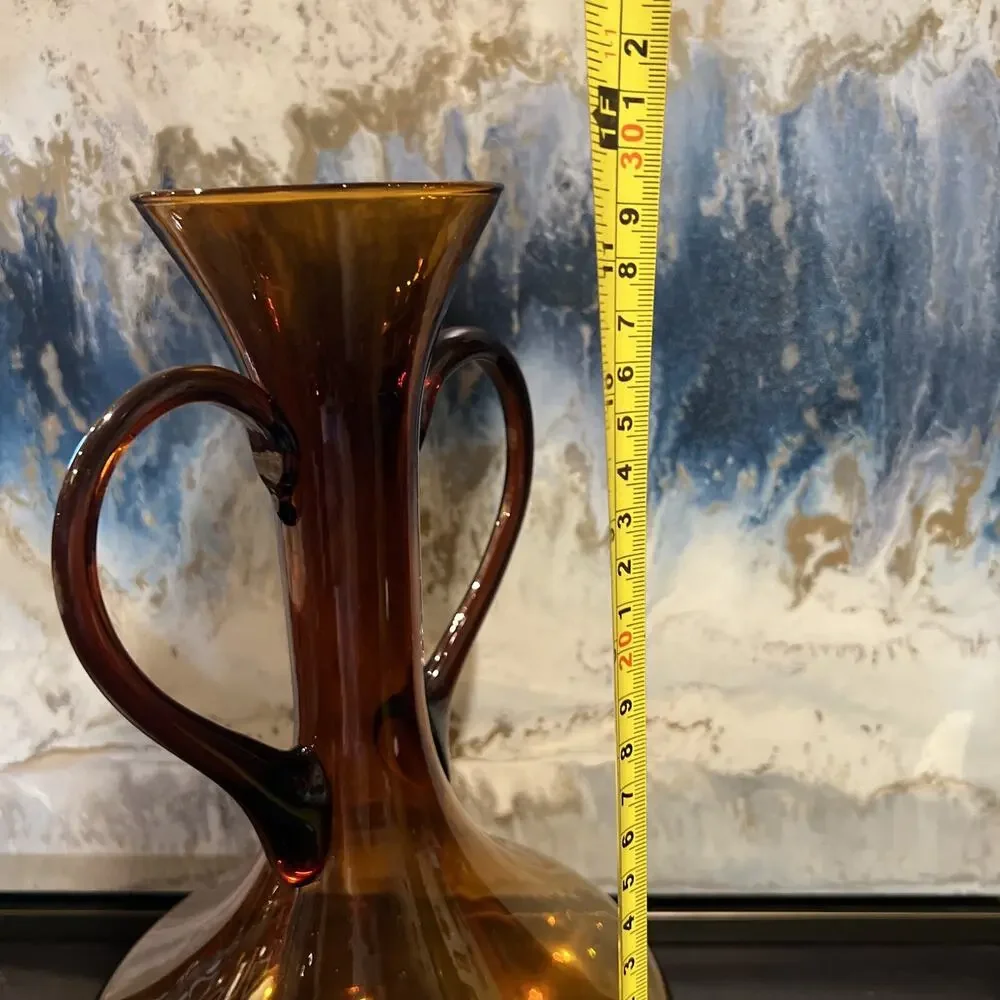 Vintage AMBER HARVEST GOLD Double Handled Mid Century 11.5